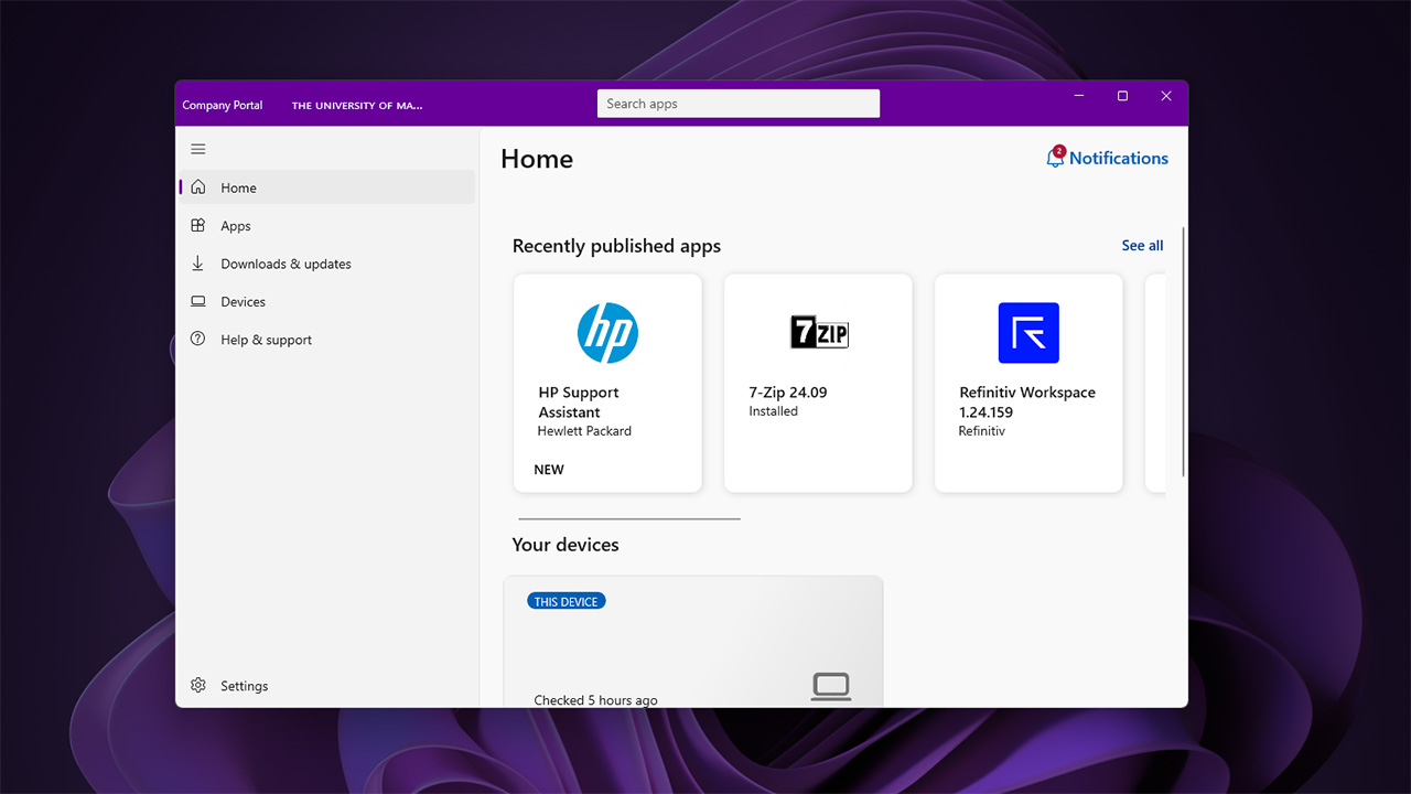 A screenshot of the Windows 11 Company Portal